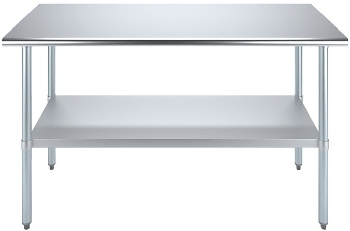 Flat Top Work Table with Galvanized Legs & Undershelf